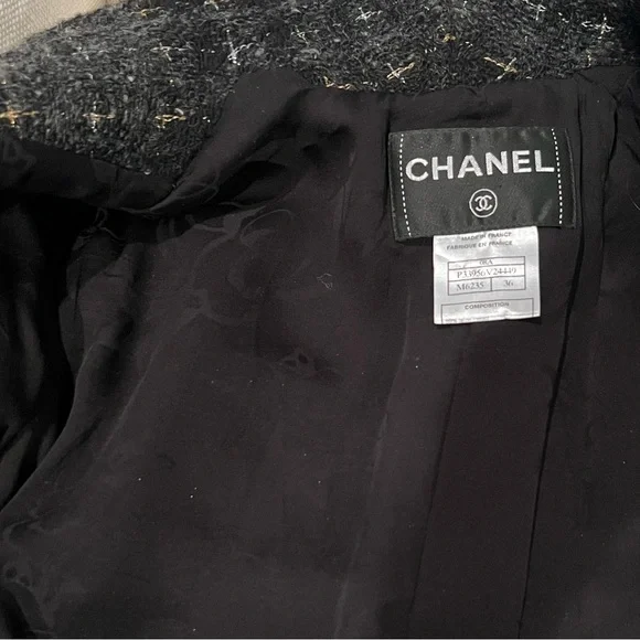 ChanelBlack Charcoal and Metallic Coat, Size 36 (XS)